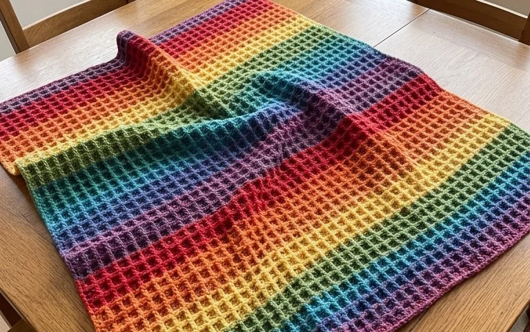 Waffle Stitch Blanket: Free Easy Step-by-Step Pattern